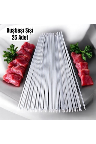 Kuşbaşı Şişi 25 Adet 55 Cm,et Mangal Yassı Şiş,barbekü Şişi,