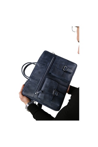 Mft Leather Hakiki Deri Laptop El Çantası Loreen 2230 Tiguan Lacivert