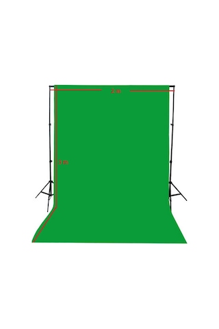Greenbox Chromakey Ürün Çekimi İçin 200 x 300 CM Yeşil Fon Perde + 200 x 200 CM Fon Standı