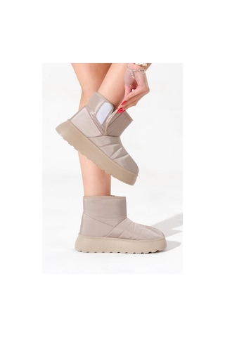 Kalın Poli Taban İçi Kürklü Cırtlı Kadın Bej Bot Tbals035 Bej