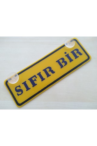 Sıfır Bir Yazılı Sarı Dekor Plaka 22x7,5cm Vantuzlu Pleksi Dekor Levha Sarı Plaka 1 Adet
