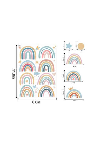 Geekyou Renkli Renkli Güneşin Arkası, Nokta Ve Yıldız Desenli 4 Adet Pvc Duvar Sticker Seti Toplam 76 Parça - Ev, Okul Ve Çocuk Odaları İçin Dekoratif Ve Kullanıma Kolay Çok Renkli