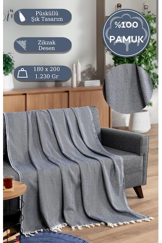 Battaniye Pamuk Miren 180x200 Cm Lacivert