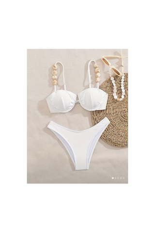 Lilly Coastal Pearls Boncuk Detaylı Beyaz Bikini Takımı Beyaz Beyaz