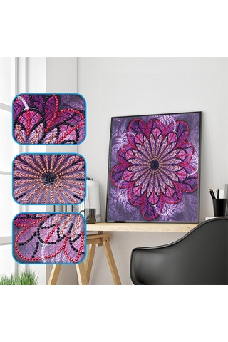 Fosenze 25x25cm Yaratıcı Dıy El Sanatı: Özel Şekil Taş Parçalı Mermer Tablo, Kadife Ve Reçine Taş Malzeme, Çerçeve Hariç Diğer