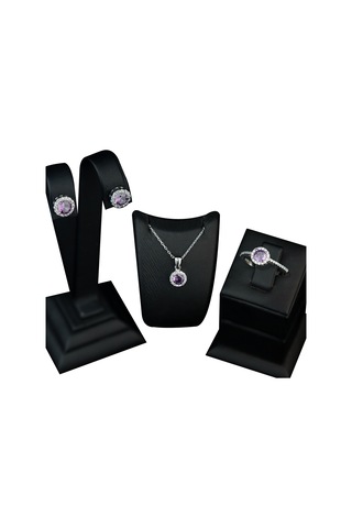 925 Ayar Gümüş Mor Tek Taşlı Set