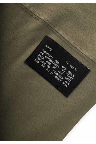 Cigit Etiket Detaylı T-shırt 8-12 Yaş Olive Yeşil