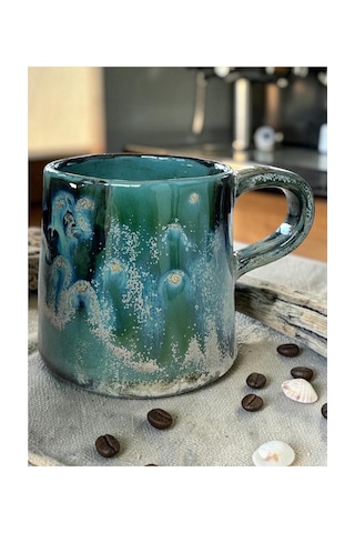 2 Li Robra El Yapımı Stoneware Fincan Turkuaz