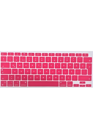 Arabulalaca Apple Uyumlu MacBook Air 13 İnç 2020 A2337 M1 Işlemcili Türkçe Q Silikon Klavye Koruyucu Kırmızı