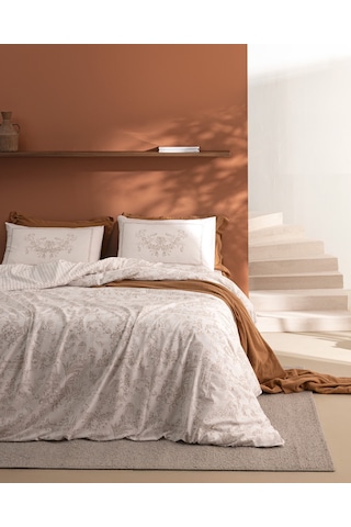Etoile Çift Kişilik %100 Pamuk Ranforce Baskılı Lastikli Nevresim Takımı - Bej 8684427283134 Çok Renkli