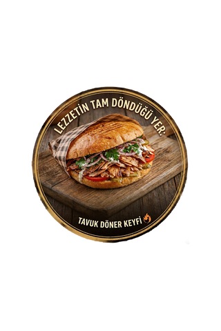 Tombik Tavuk Döner Temalı Dönerciler Cafeler Restoranlar İçin Ahşap Duvar Kapı Dekoratif Süs Tablo 2
