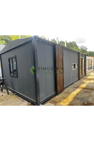 Simgesan Konteyner Ev 400x800 Ahşap Pergoleli Konteyner Ev