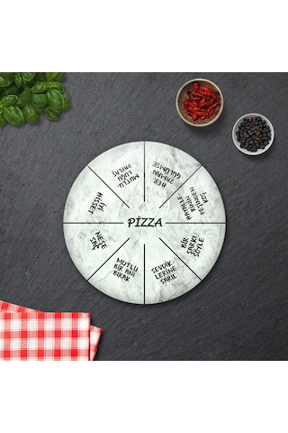 Decorita Mottolu Pizza Servis Tabağı|Taş Görünüm|Çap 32 CM