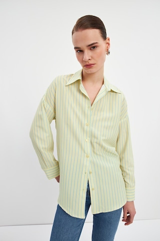 Stella Pulvis Sarı Oversize Çizgili Gömlek Sarı