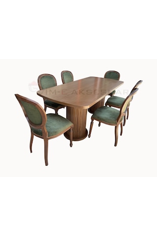 90 X 200 Cm Sabit Oval Mantar Masa Takımı 6 Ad Madalyon Sandalye