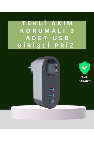 Northcity 3 Usb'li Güvenli Priz Termal Akım Korumalı Akıllı Akım Dengeleme 12 M