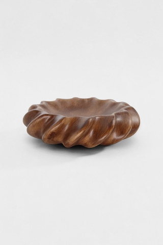 Fjora Ahşap Dokulu Bohem Seramik Obje Tabak 23x7 Cm