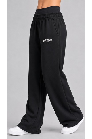 Dfyne Regular Kadın Siyah Bol Paça Oversize Eşofman Altı