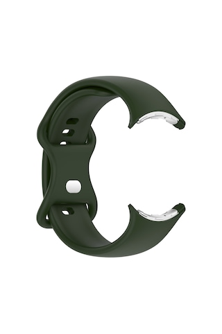 Caseonn Google Pixel Watch 5 45mm Kordon Esnek Spor Silikon Kayış Koyu Yeşil