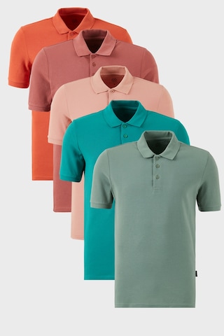 Buratti Pamuklu Regular Fit Düğmeli Polo Yaka 5'Li Paket Erkek T Shirt 5902127S5 Tarçın-Pudra-Benetton-Gül-Elma Yeşili