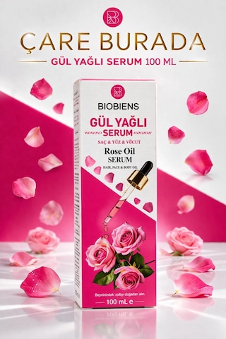 Gül Yağlı Serum 100 Ml Saç & Vücut & Yüz + Gül Özlü Nemlendirici Krem 150 G + Gül Özlü Güzellik Sa