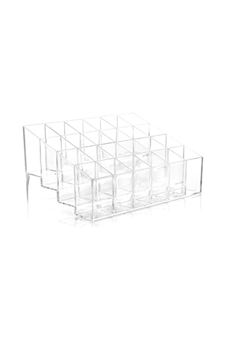 Qingmipy 24 Delikli Şeffaf Dudak Ruj Organizatörü - Masaüstü Kozmetik Depolama Kutusu, Rujları Düzenleyici Ve Gösterici A77