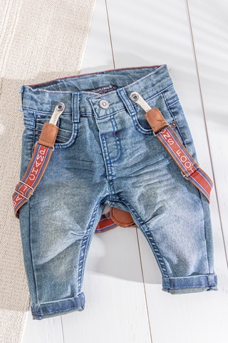 Baby Denim Kumaş Askılı Erkek Bebek Kot Pantolon 001