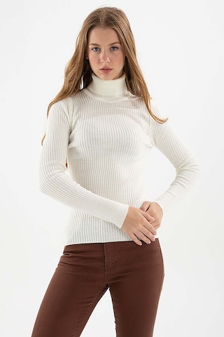Fashion Friends Kadın Fitilli Balıkçı Yaka Kazak 23k0288k1 Ekru