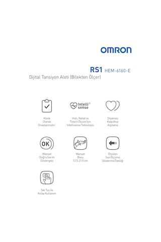 Omron RS1 Bilekten Dijital Pilli Tansiyon Aleti – Taşınabilir, Intellisense Teknolojili, 5 Yıl Garantili