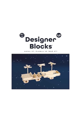 Designer Blocks 100 Doğal Ahşap Parça 3+ Yaş 1+ Oyuncu
