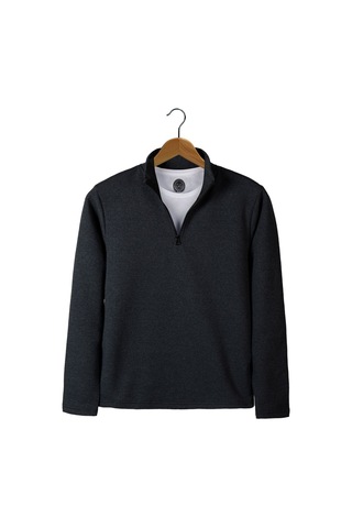 Terapi Men Erkek Füme Yarım Fermuarlı Basic Düz Sweatshirt Füme