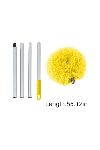 Lemestar Alüminyum Gövde Mikrofiber Başlı Uzatılabilir Temizlik Süpürgesi - Tavan, Fan, Pencereler İçin Yenilikçi Toz Temizleyici Aleti Sarı