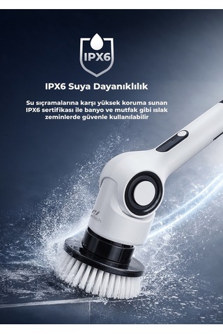Ef-17 Şarjlı Temizlik Fırçası 3 Kademeli, 7 Başlıklı Fonksiyonel Temizlik Seti