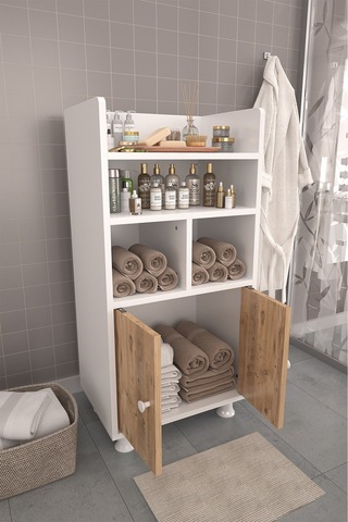 Lia 4 Bölmeli Kapaklı Çok Amaçlı Dolap Organizer Sonomo Beyaz Banyo Dolabı