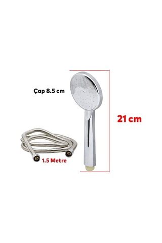 Badem10 Duş Seti Fişkiye Banyo Duş Başlığı Set Fiskiyesi Telefonu Yuvarlak Klasik Başlık Metal Hortum Çok Renkli