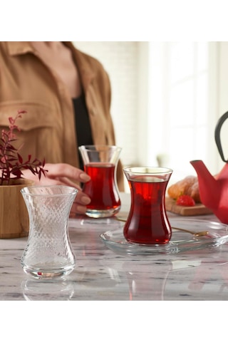 Paşabahçe Incebellı Çay Bardağı 125 Cc 6'lı Pencereli Kutu çok renkli