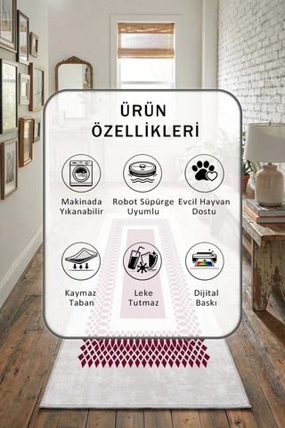Hayal Vizon Yerleri Mürdüm Yıkanabilir Yolluk