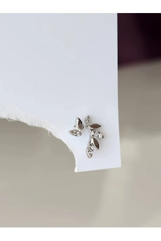 Buğday Başak Arpa Model Kıkırdak Piercing Tragus Helix Gümüş Renk Küpe Gümüş