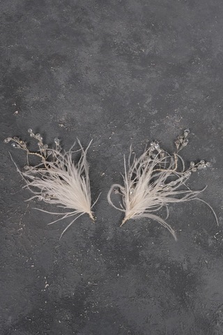 FdayAksesuar Gelinlere Özel Özly Tüylü Ve Kristalli Çift Tarafli Gelin Saç Aksesuarı FRDY31683