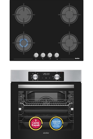 Simfer 10 Fonksiyon Airfry Plus Inox 2'li Ankastre Set (8210 Fırın + 3653 Ocak)