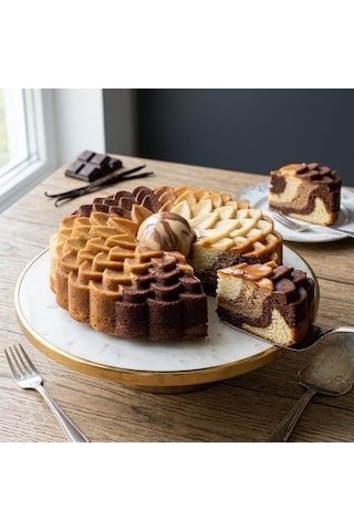 Deconox Klasik Dilimli Çiçek Tasarımlı Silikon Kek Kalıbı - Yapışmaz Ve Esnek Pasta Kalıbı 22x5 Cm, 1 Adet Diğer