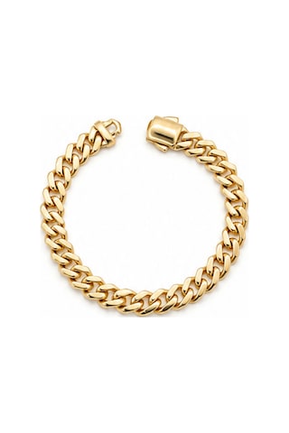Balenbi Jewelry Kadın Gold Renk Kalın Gurmet Zincir Kararmaz Çelik Bileklik 1100 Altın
