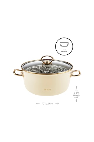 Emsan Nostalji Emaye Kızartma Tenceresi Bej