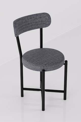 Sandalye 1 Adet Keten Kumaş Metal Ayak Modern Mutfak Sandalyesi Cafe Balkon Ofis Teddy 9817 Anstrast Gri