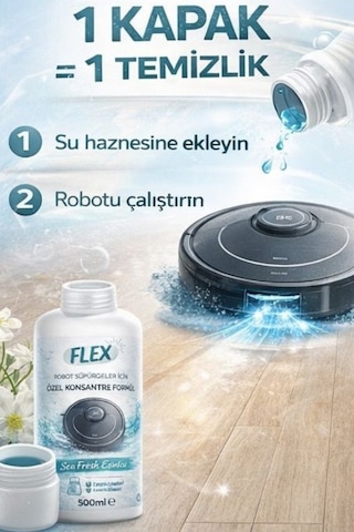 Robot Süpürge Yüzey Temizleme Solüsyonu 3'lü Ekonomik Set 500 Ml Su Haznesi İçin Düşük Köpük Teknolojisi İz Bırakmaz -okyanus- 3'lü Set