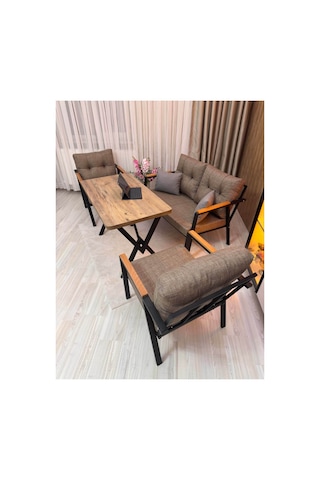 Houseart Balkon ,bahçe , Teras , Cafe ,salon , Metal Kanepe , Metal Kanepe Koltuk ,oturma Takımı 2-1-1 , Yemek Masası , Orta Masa Cappuccino