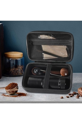 Trendooze Manuel Kahve Öğütücü Çanta Ev Kampı İçin Siyah Siyah