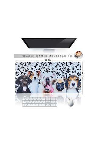 90x40cm Xxl Büyük Boy Kaymaz Taban Gaming Oyuncu Mousepad Dogs