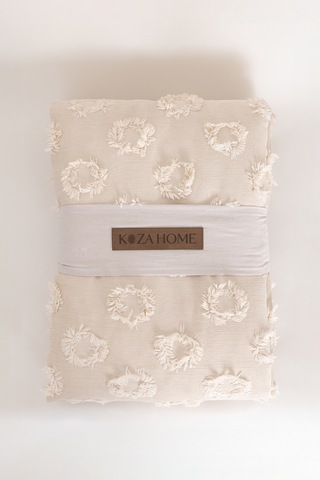 Sitra Bej Çift Kişilik Püsküllü Yatak Örtüsü 230x250 2 Yastık 50x 400509