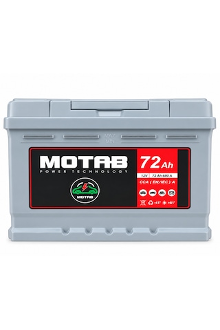 Motab 12v 72 Ah 680a Alçak Tip Otomobil Aküsü 2026 Üretim